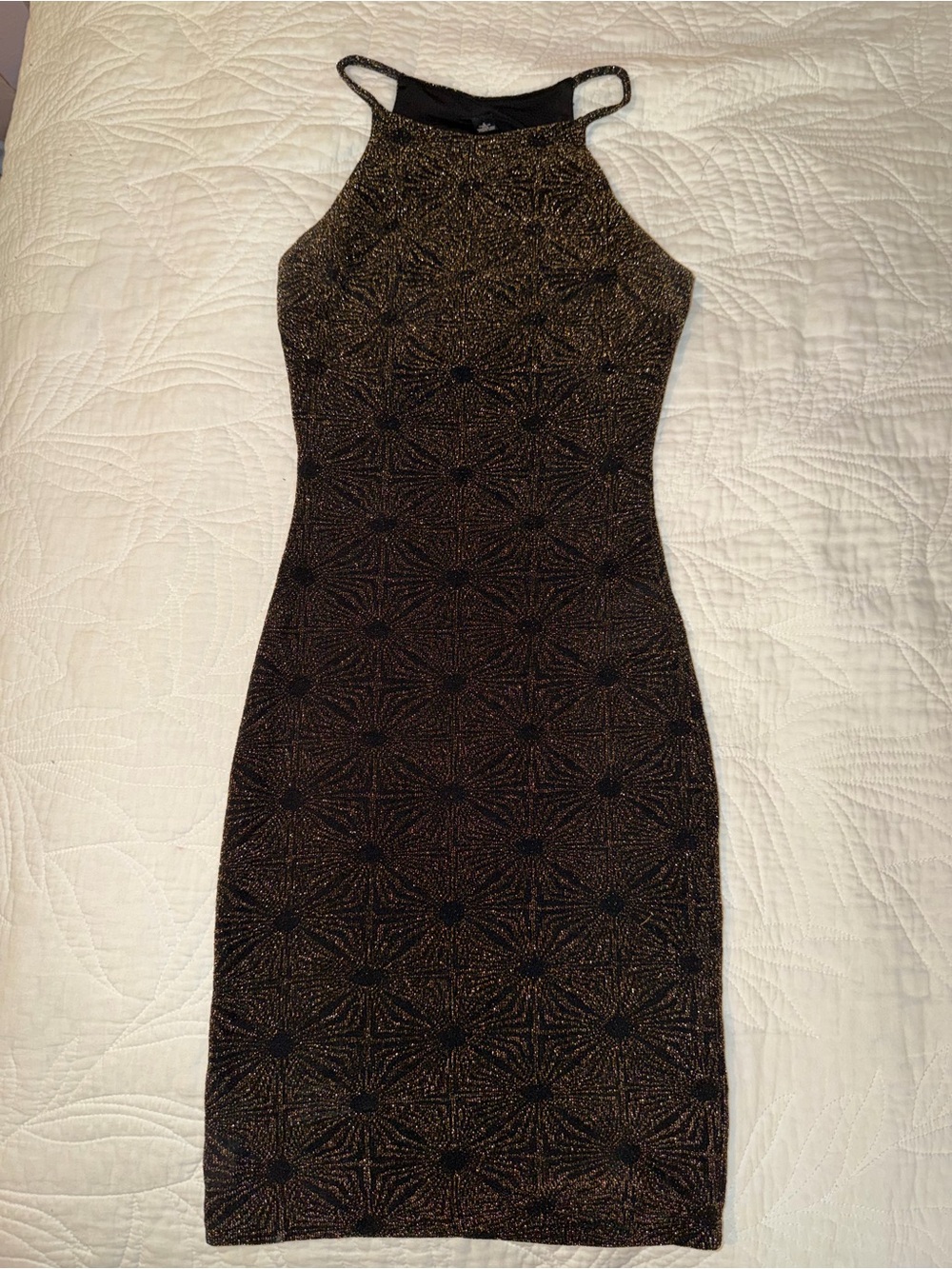 Design Lab Black and Gold Halter Dress